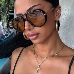 1pc/2pcs Full Frame Metal Retro Large Frame Fashion Glasses, Y2K Fashion Glasses